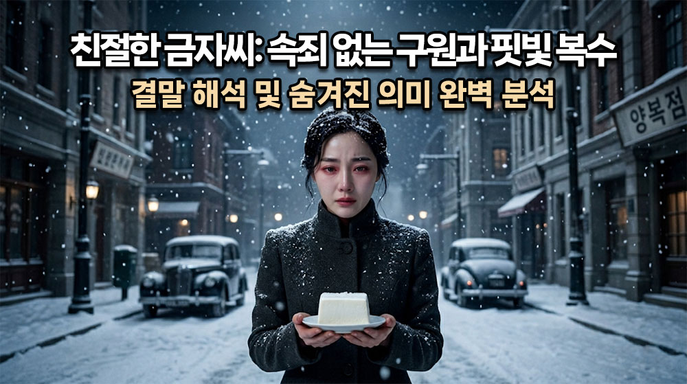 "너나 잘하세요." 13년의 수감 생활 동안 천사처럼 군림하며 완벽한 복수를 설계한 여자, 이금자. 박찬욱 감독의 복수 3부작 그 화려한 피날레를 장식한 '친절한 금자씨'. 가장 우아하고 잔혹한 복수극 끝에 남겨진 하얀 두부 케이크와 구원의 의미를 영화-리뷰365에서 완벽하게 해석해 드립니다.